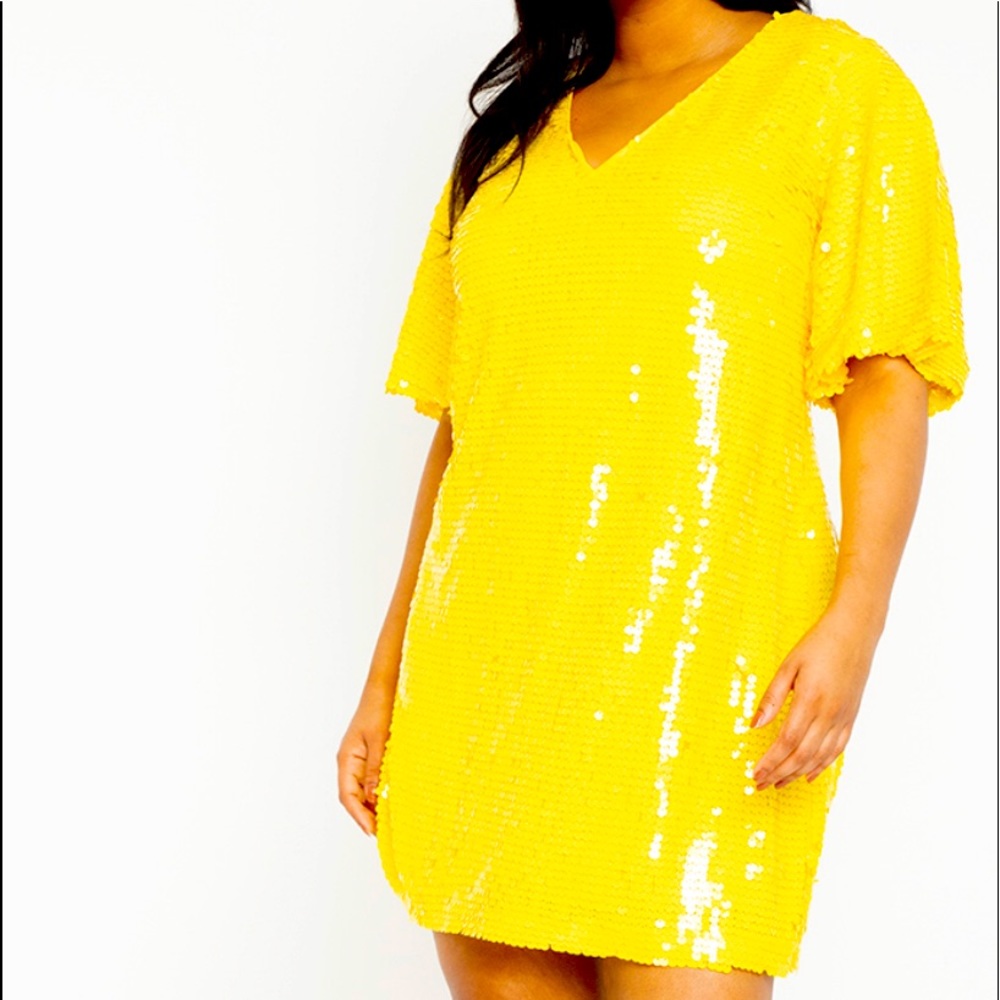 NWT Eloquii yellow sequins dress